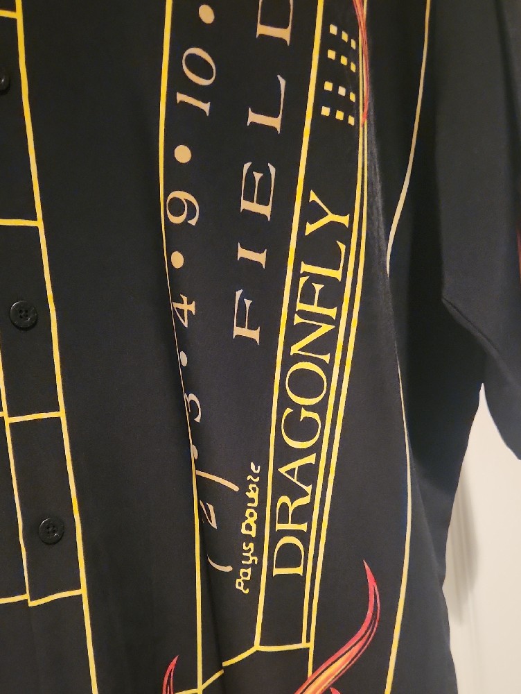Dragonfly Casino Flame Print Bowling Shirt - Black & Orange - Never Worn Awesome — image 2 of 5